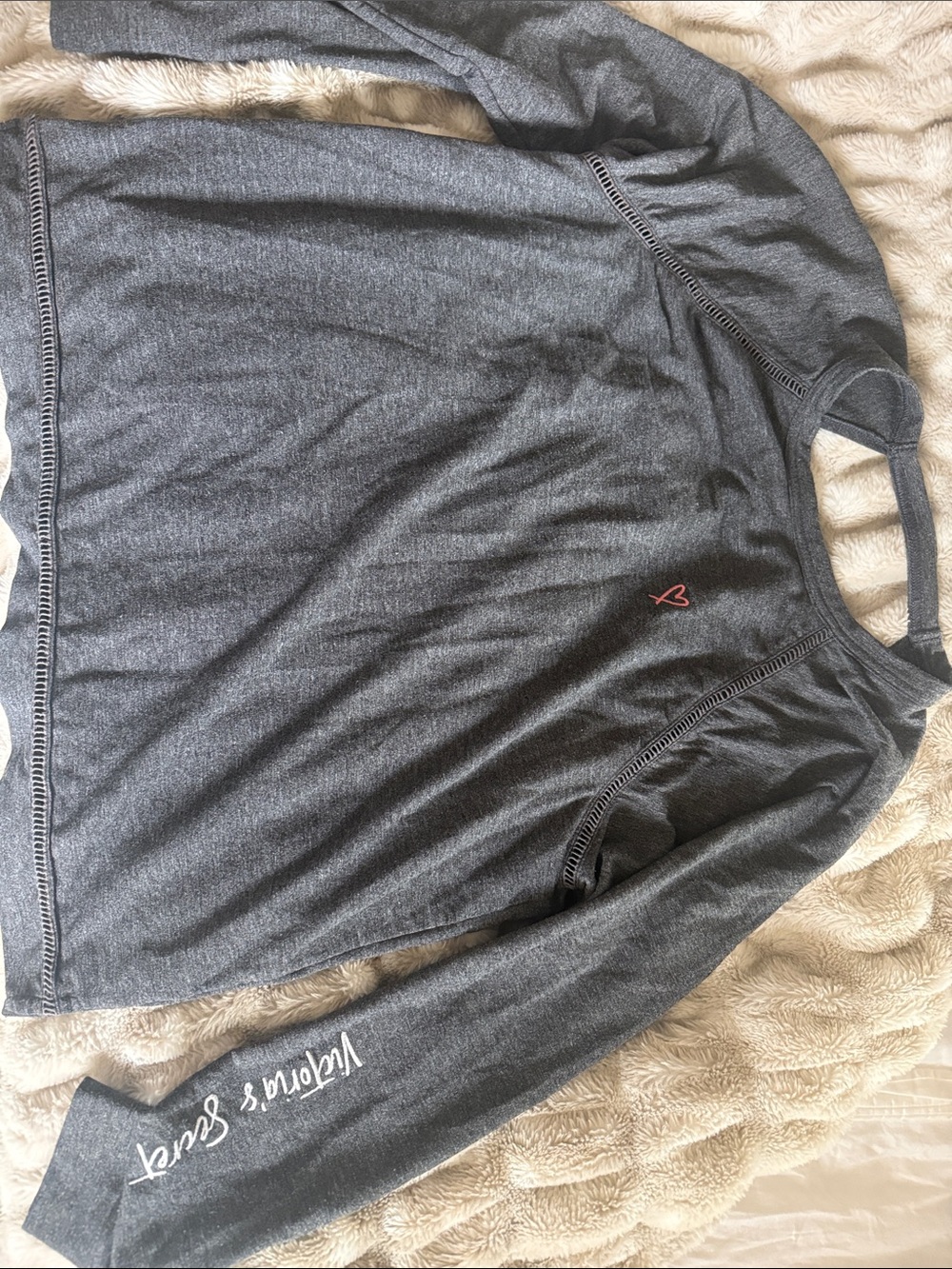 Victoria's Secret Gray Long Sleeve Performance Tee with Cut Out Back